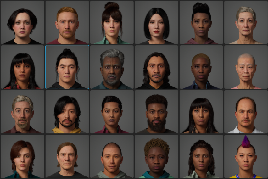 Selección de personajes virtuales